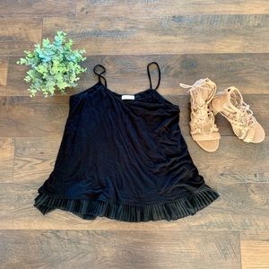 Pebble and Stone • Black Pleated Chiffon Tank